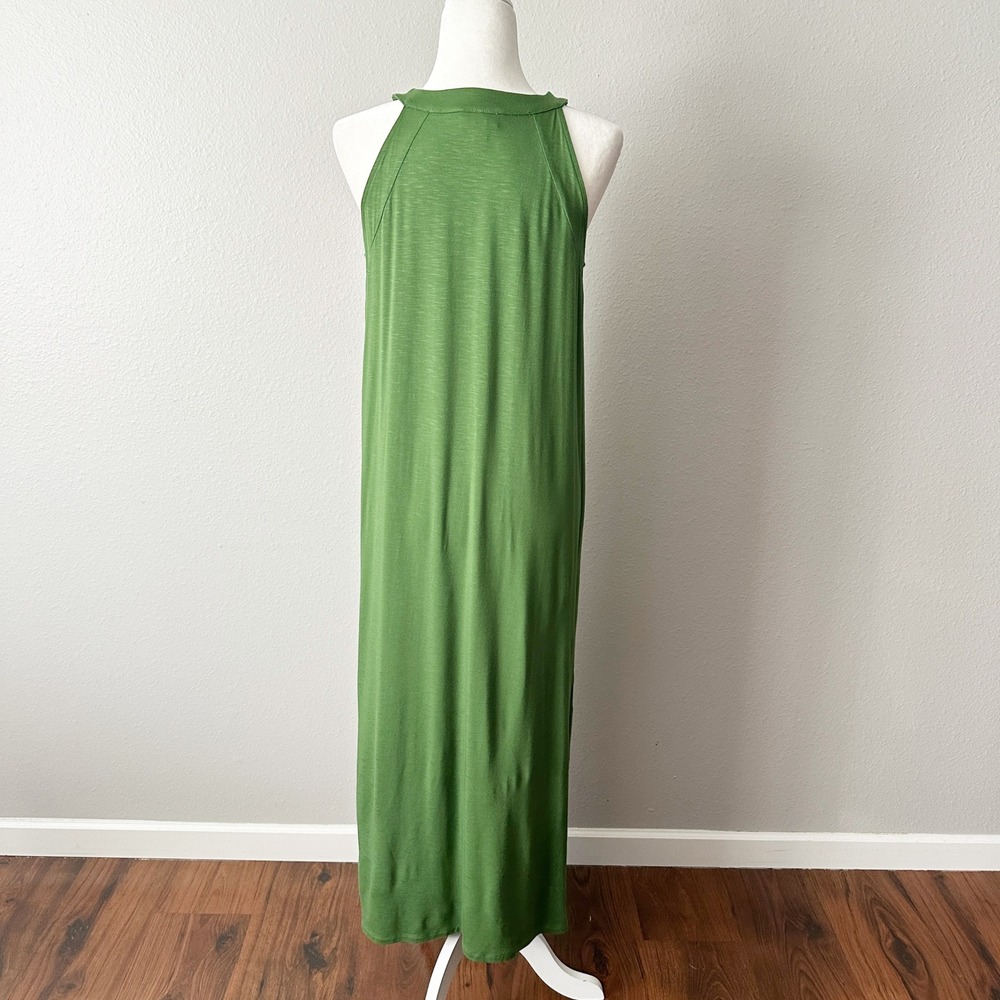 J. Jill Green Halter Maxi Dress Women's Size Small Sleeveless Side Slits - Picture 6 of 10
